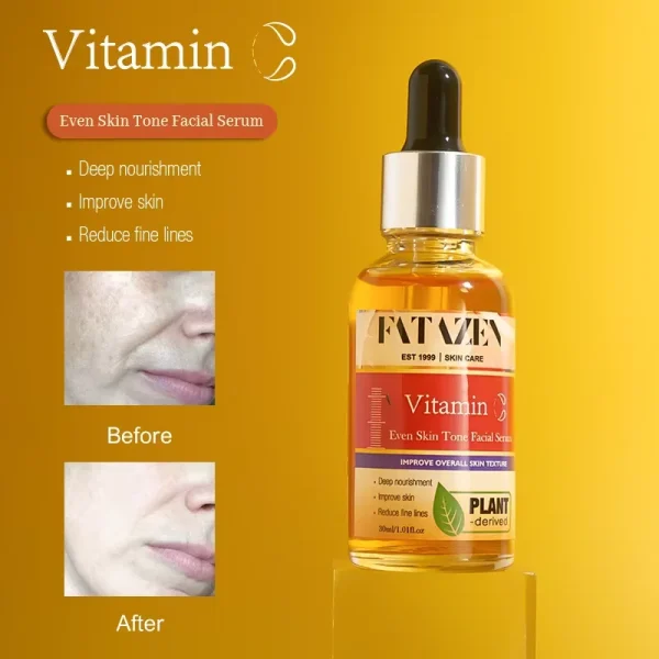 FATAZEN Skincare Products Moisturizing Vitamin C Face Serum for Even SKin Tone OEM Anti-aging Anti-Wrinkle Vit C Facial Serum - Image 4
