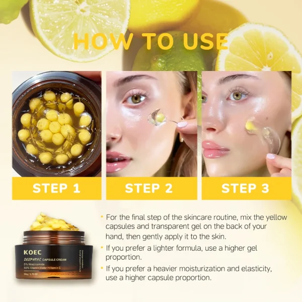 Deep Vitamin C Golden Capsule Face Moisturizer 50g KOEC for Wrinkles Skin Radiance Transparent Gel for Glow Hydration Face Cream - Image 5