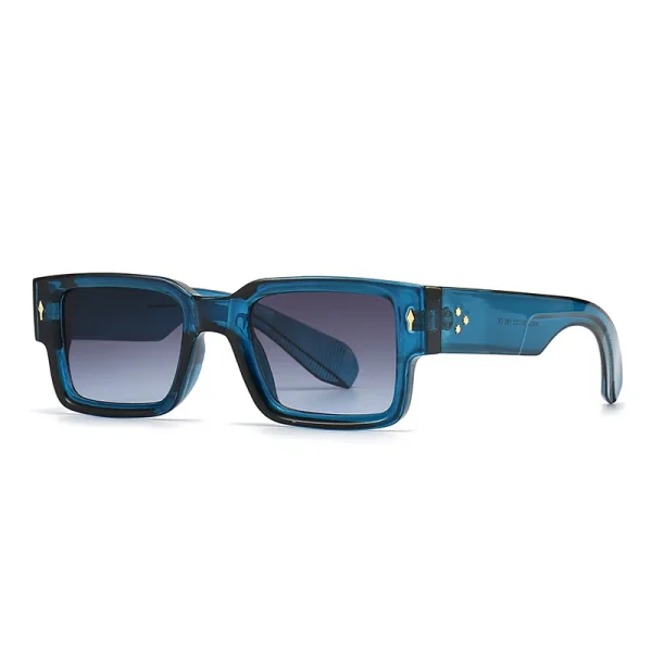 6035 Vintage Tortoiseshell Rivet Thick Frame Rectangle Sunglasses Women Men 2023 Design Retro Blue Lens Square Sun Glasses - Image 4