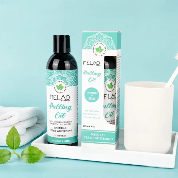 Coconut Oil Pulling with Natural Essential Oils and Vitamin D, E, K2, Alcohol Free Mouthwash Helps with Fresh Breath