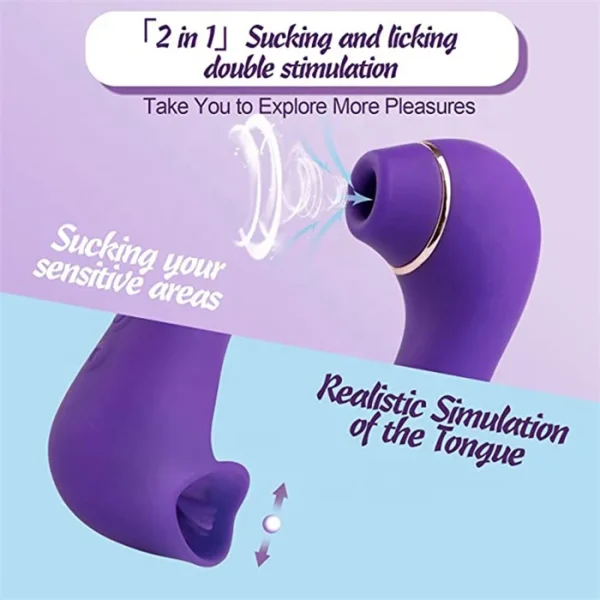 2 in 1 Adult Vibraphone 10-Speed USB Power Sucking & Licking Vibrator Women's Sexual Pleasure Featuring Dildo Vaginal Sex Toys - Image 5