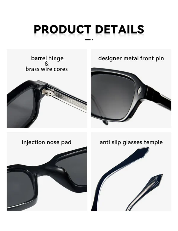 LMA 8106 High Quality Brand Square Vintage Shades Custom Logo UV400 Blue Gradient Lens Men Women Popular CP Metal Sunglasses - Image 5