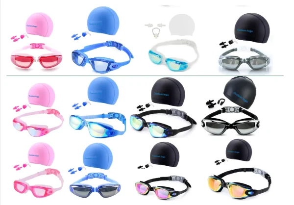 Wholesale Swimming Cap With Goggles Set Anti-Fog Glasses With Earplugs Nose Clip Silicone Swim Glasses Gafas De Piscina - Image 4