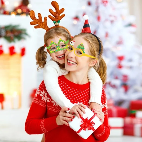Funny Birthday Santa Reindeer Glitter Party Glasses Christmas Sunglasses Decoration Eyeglasses Vacation Holiday Paper Eyewear - Image 3