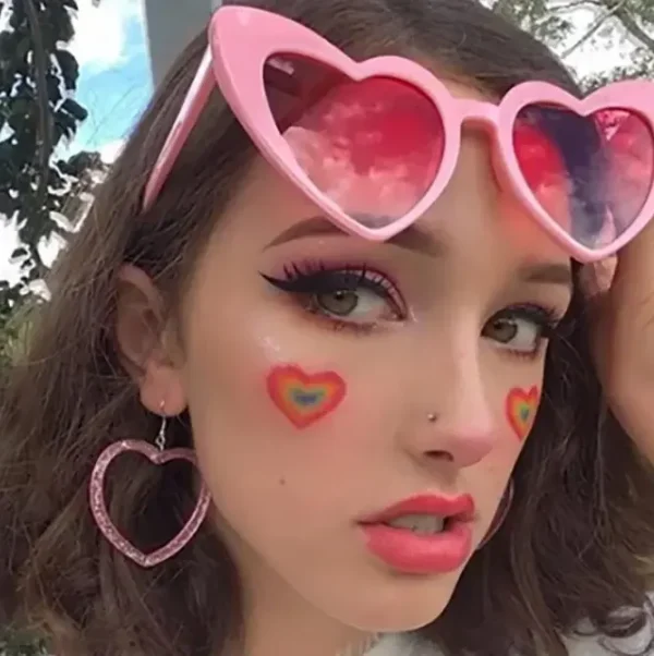Heart Sunglasses for Women Trendy Cat Eye Love Shaped Sunglasses Vintage Lovely Retro Cute Sun Glasses Custom Logo - Image 3