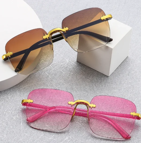 High Quality 2025 Rimless Sunglasses Trendy Shades for Women Fashion Sunglasses UV protection - Image 2