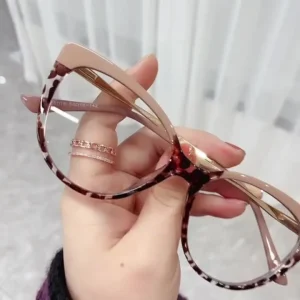 5018 AC Lens TR90 Metal Frame Eyeglasses Spring Leg Flat Light Mirror Retro Cat-eye Fashionable Anti-blue Light Glasses