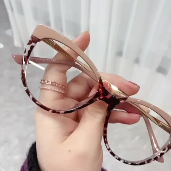 5018 AC Lens TR90 Metal Frame Eyeglasses Spring Leg Flat Light Mirror Retro Cat-eye Fashionable Anti-blue Light Glasses