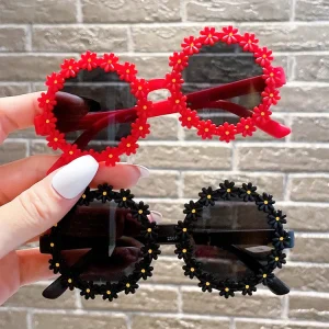 319 Children's Sunglasses Cute Baby Flower Sunglasses Boys Girls Fashion Anti-Ultraviolet Sunshade Little Girl Glasses