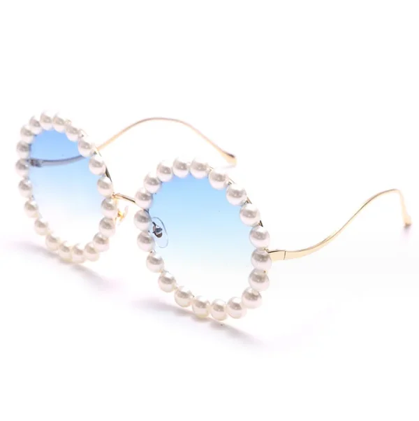 Pearl Round Sunglasses Women Glasses Men Eyeglasses Female Male Large Frame Shades Eyewear Vintage UV400 - Image 2