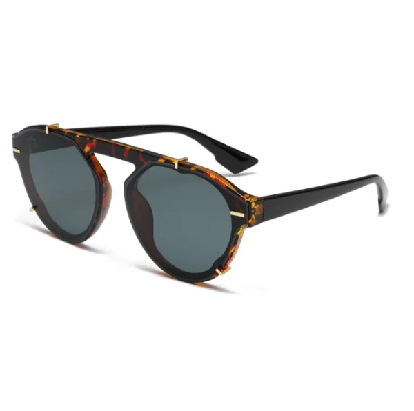 Women Men Vintage Round Sunglasses Flat Top Studded Frame Simple Sun Glasses Male Custom Logo Eyewear - Image 3