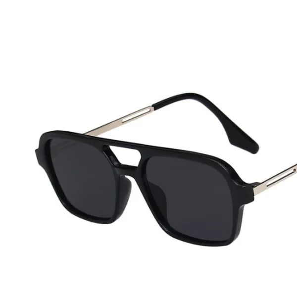 Trendy Rectangle Sunglasses Women Men Fashion Square Double Bridge Sun Glasses for Unisex Metal Frame Shades - Image 5