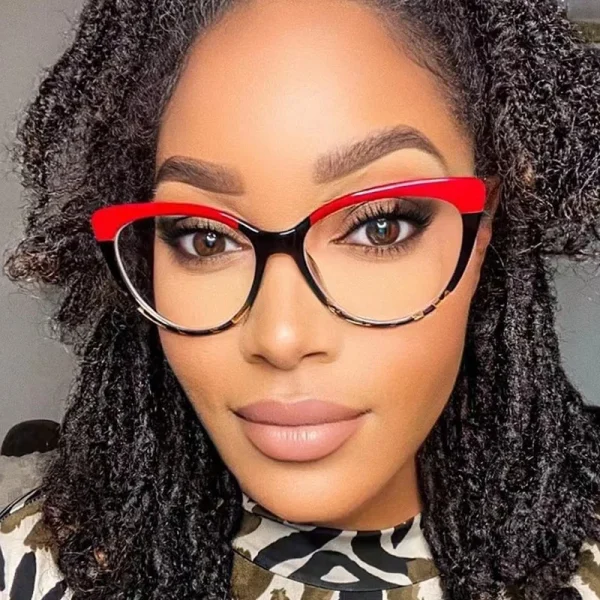 5018 AC Lens TR90 Metal Frame Eyeglasses Spring Leg Flat Light Mirror Retro Cat-eye Fashionable Anti-blue Light Glasses - Image 2
