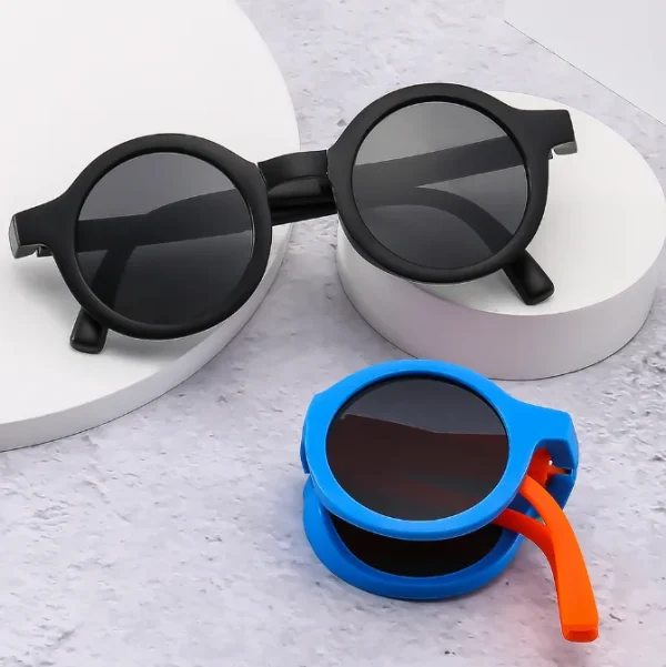 Cute Round Kids Sunglasses UV Protection Flexible Glasses Shades Children Ultralight Folding Sunglasses - Image 2