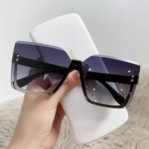2024 New Arrival Square Rimless Sunglasses Women Oversized Fashion Sunglasses 2024 Lentes De Sol