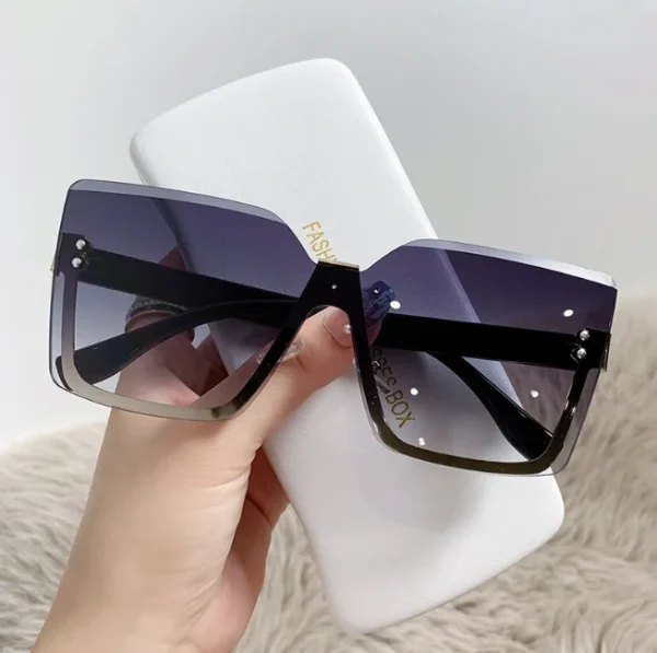 2024 New Arrival Square Rimless Sunglasses Women Oversized Fashion Sunglasses 2024 Lentes De Sol