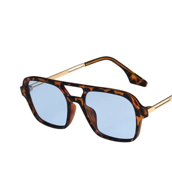 Trendy Rectangle Sunglasses Women Men Fashion Square Double Bridge Sun Glasses for Unisex Metal Frame Shades - Image 6