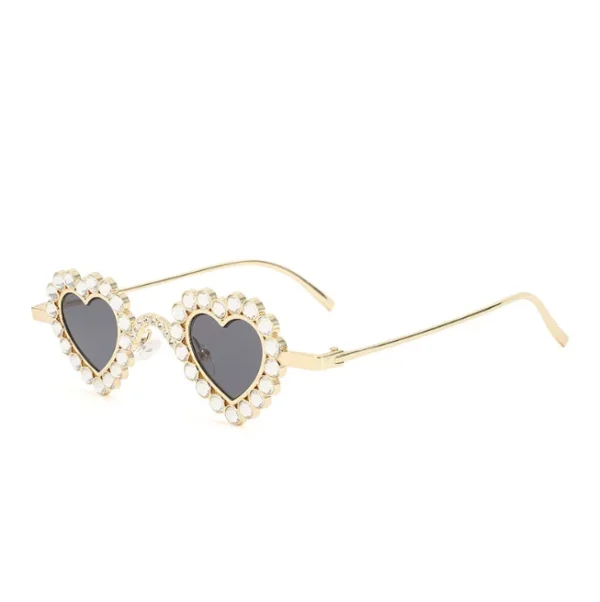 Vintage Metal Frame Heart Shape Rhinestones Sunglasses Women Love Sun Glasses for Men Punk Shades - Image 2