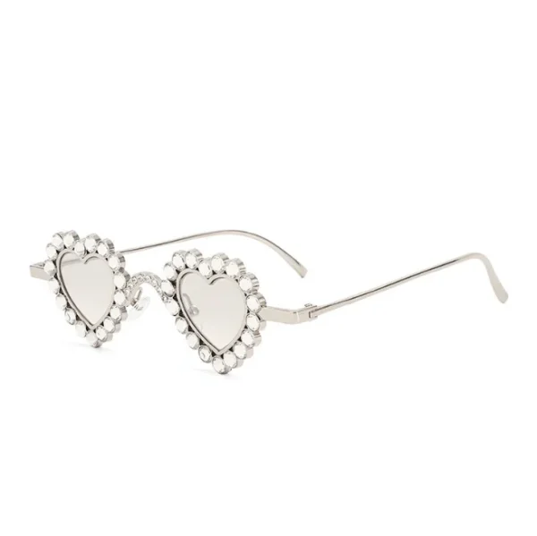 Vintage Metal Frame Heart Shape Rhinestones Sunglasses Women Love Sun Glasses for Men Punk Shades - Image 4
