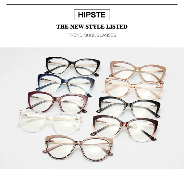 5018 AC Lens TR90 Metal Frame Eyeglasses Spring Leg Flat Light Mirror Retro Cat-eye Fashionable Anti-blue Light Glasses - Image 4