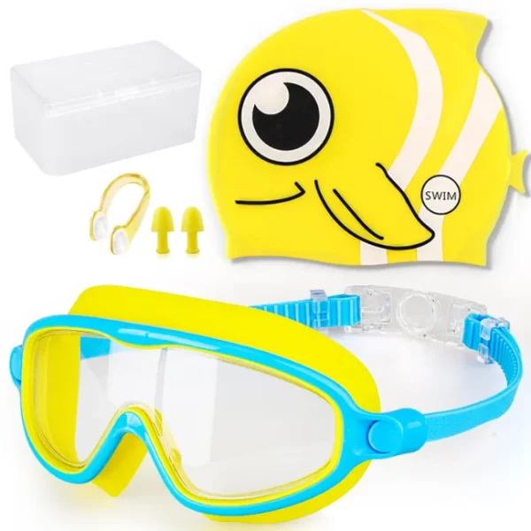 2025 Wholesale Children Kid Competition Fashionable Sports Waterproof UV Protection Swim Goggles with Cap Set - Image 2