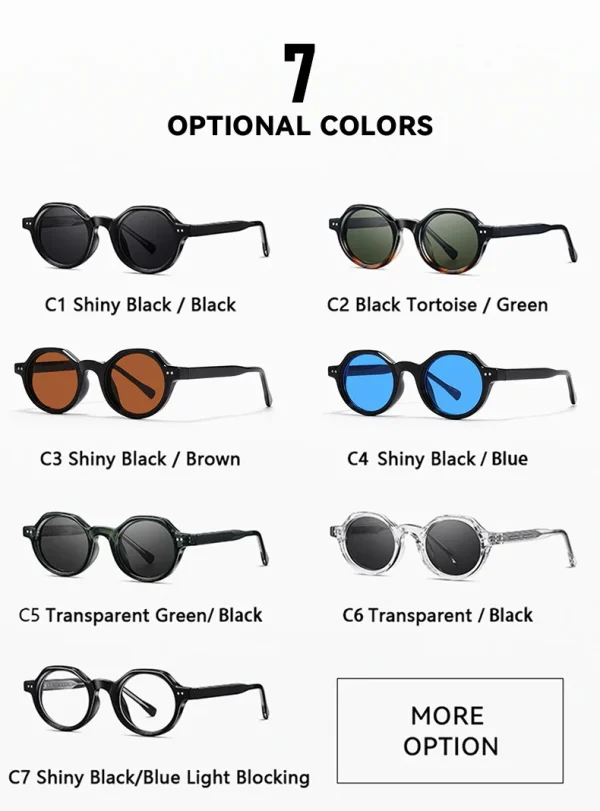 LMA 8207 Retro Small Round Brand Shades Custom Logo UV400 Fashion Men Women Blue Lens CP Personality Metal Sunglasses - Image 6