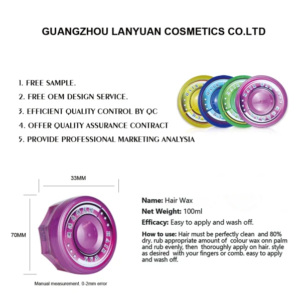 Professional Salon Use Hair Care and Hair Styling Pomade Hair Wax for Men - Image 4