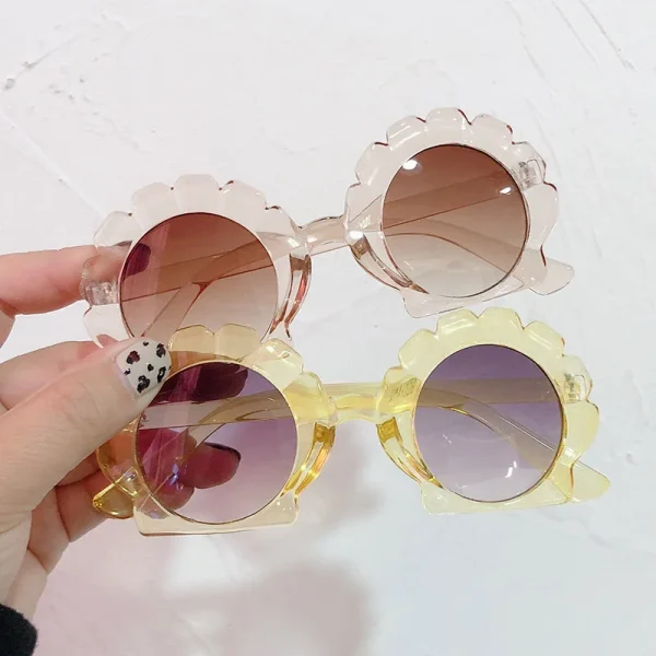 61028 Kids Sunglasses Cute Sunflower Shell Jelly Color Girls Glasses Sunglasses Trendy Boys Irregular Sunglasses - Image 2