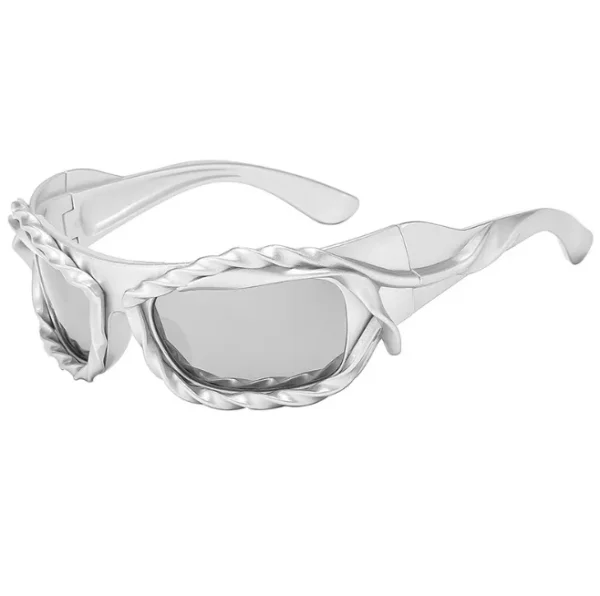 Punk Twisted Sunglasses Men Women Hip Hop Y2K Sun Glasses Male Streetwear Shades Futuristic Eyewear - Image 3