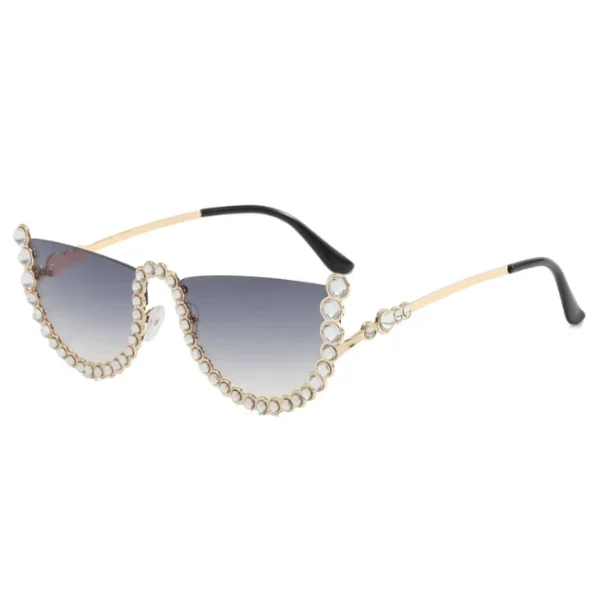 Diamond-studded Sunglasses Fashion Half-frame Ladies Trendy Sun Glasses Fashion Design Seimi-Rimless Eyewear UV400 - Image 5