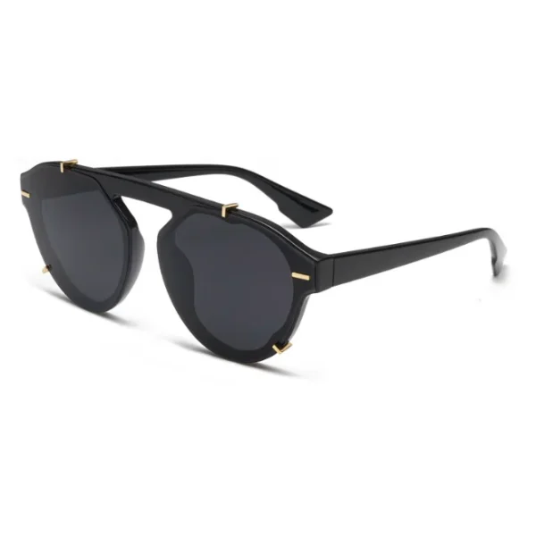 Women Men Vintage Round Sunglasses Flat Top Studded Frame Simple Sun Glasses Male Custom Logo Eyewear - Image 4