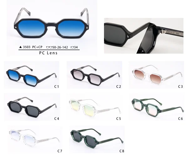 LMA 3503 Popular Polygon High Quality CP Square Eyewear Women Gradient Blue UV400 Lenses Retro Brand Designer Men Sunglasses - Image 6