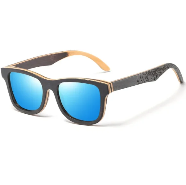 Square Bamboo Wood Polarized Sunglasses for Men Women Brown Wooden Frame Sun Glasses Custom Logo Outdoor Eyewear - Image 4