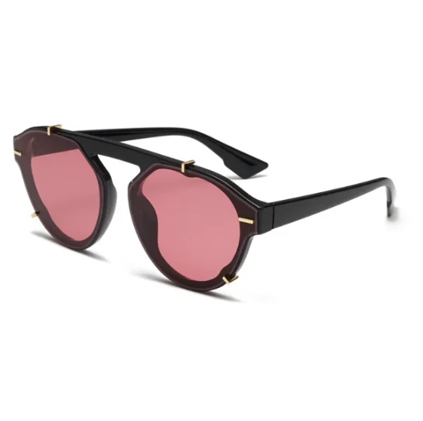 Women Men Vintage Round Sunglasses Flat Top Studded Frame Simple Sun Glasses Male Custom Logo Eyewear - Image 5