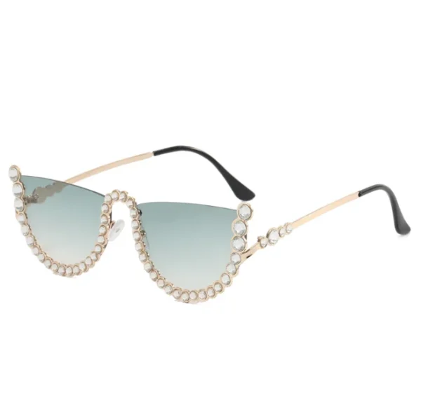Diamond-studded Sunglasses Fashion Half-frame Ladies Trendy Sun Glasses Fashion Design Seimi-Rimless Eyewear UV400 - Image 4
