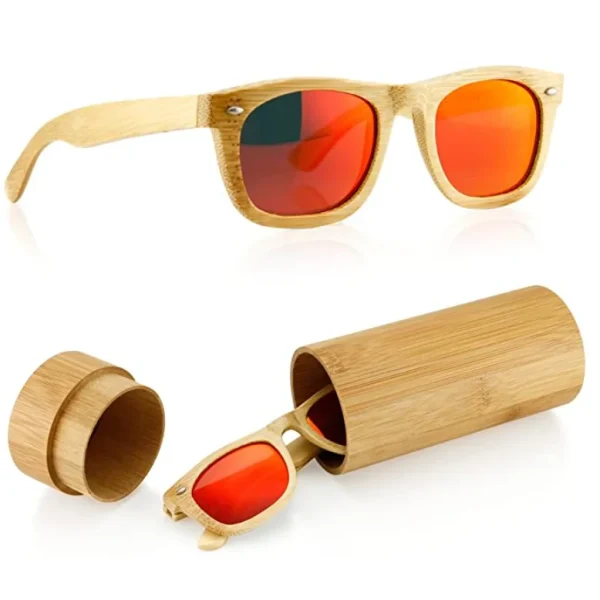High Quality Retro Hot Mirror Wood Polarized Sunglasses Men Sunglasses 2023 Custom logo Polarized Bamboo Wooden Sunglasses - Image 2