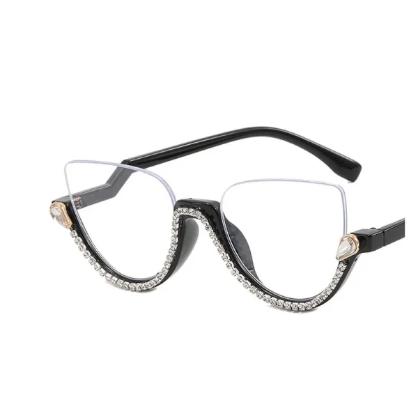 4357 Half Frame Retro Cat Eye Anti Blue Light Glasses Women Fashion Rhinestone Trendy Luxury Design Optical Eyeglass - Image 5