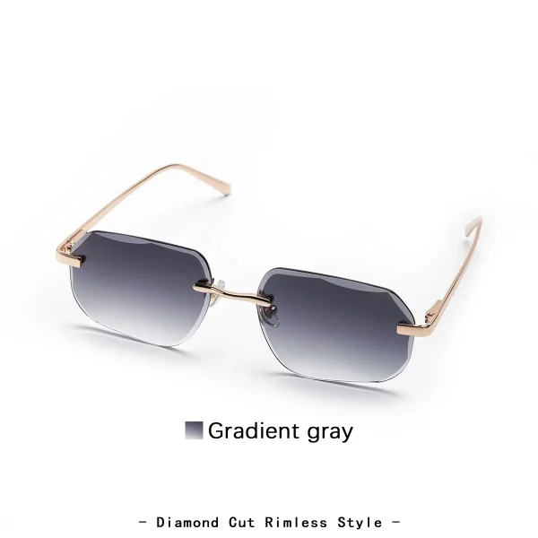 LMA 21593 Hot Selling High Quality Metal Men Shades UV400 Gradient Purple Lens Diamond Cut Designer Rimless Polygon Sunglasses - Image 4