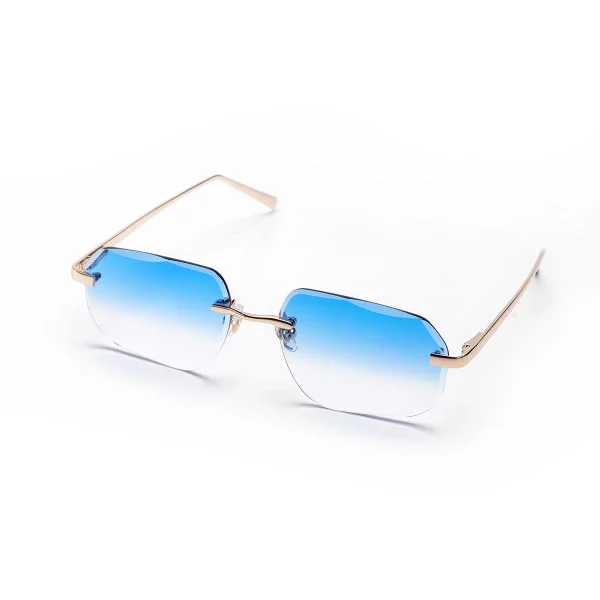 Lmamba Custom Europe Hot Selling Cut Edge Men High Quality Metal Sunglasses UV400 Gradient Shades Rimless Polygon Sun Glasses