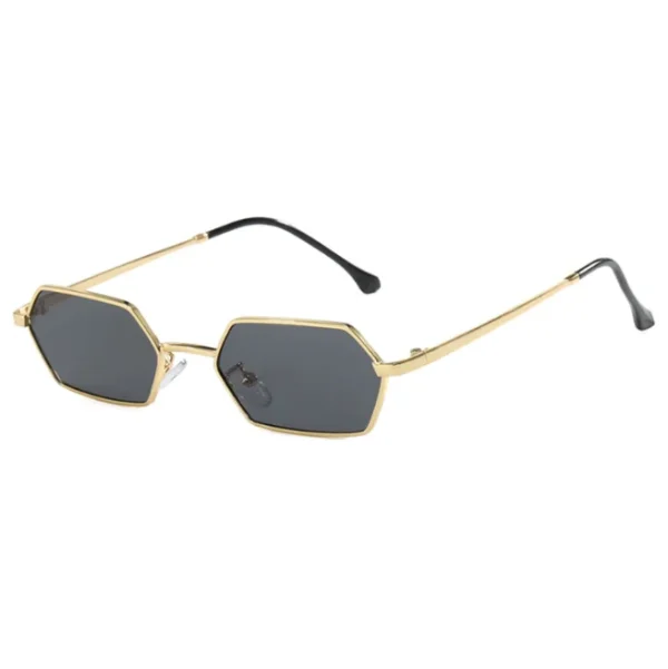 Fashion Narrow Irregular Women Men Sunglasses Polygon Brown Blue Lens Metal Frame Shades Male UV400 - Image 3