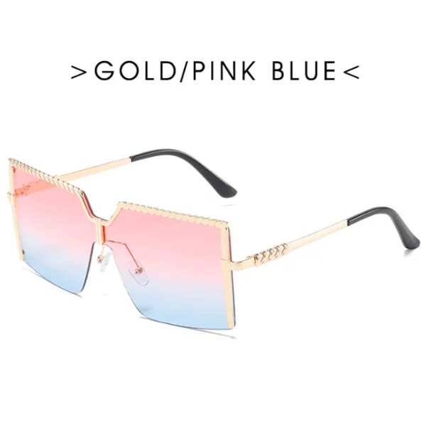 Oversized Square Sunglasses Women Men Vintage Metal Frame Sun Glasses  One Piece Rimless Eyewear Shades - Image 5