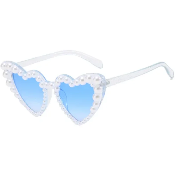 Outdoor Heart Sunglasses for Women UV400 Eyewear Beach Pearls Sun Glasses Heart Shaped Party Glasses Shades - Image 3