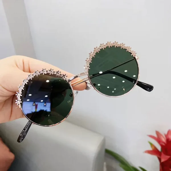 2022 Fashion Kids  Metal Frame Sun Glasses Girls Boys Flower Children's Shades Baby Eyeglasses UV400 Summer Beach Sunglasses - Image 4