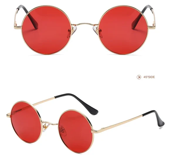 Retro Metal John Lennon Style Eyeglasses Men Women Outdoor Vintage Retro Lens Reflective Lens Round Shade Trendy Sunglasses - Image 3
