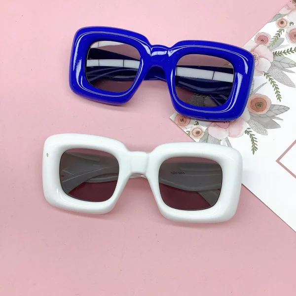 2023 Fashion Candy Color CatEye Y2K Sun Glasses for Kids Brand Design Thick Inflated Sunglasses Toddler Punk Hip Hop Shades - Image 6