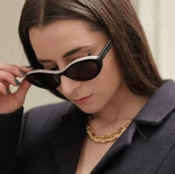 Retro Oval Cateye Sunglasses for Women Men Trendy Vintage 90s Cat Eye Sun Glass UV400 Shades Fashion Eyewear - Image 2
