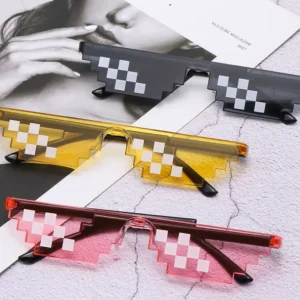 2022 NEW Mosaic Sunglasses Trick Toy Thug Life Glasses Deal With It Glasses Pixel Black Mosaic Sunglasses Cool Jokes Funny Toys