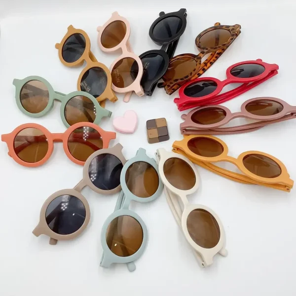 Kids Fashion Round Sunglasses UV400 Sun Protection Cute Children Boys Outdoor Eyewear Custom Logo - Image 3