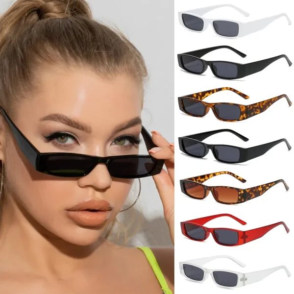 Small Rectangle Sunglasses Retro Narrow Frame Sunglasses UV400 Sun Glasses Vintage Square Eyewear - Image 2