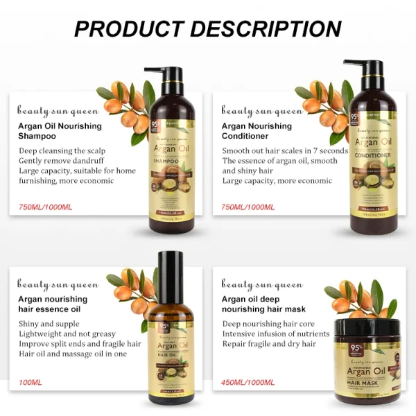OEM Manufacturer Wholesale Private Label Organic Moisture Keratin Queen Natural Moroccan Argan Oil Shampoo and Conditioner - Image 2